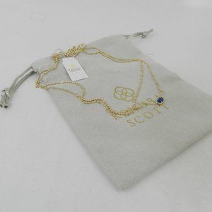 Emilie Rose Gold Multi Strand Necklace Cobalt Blue